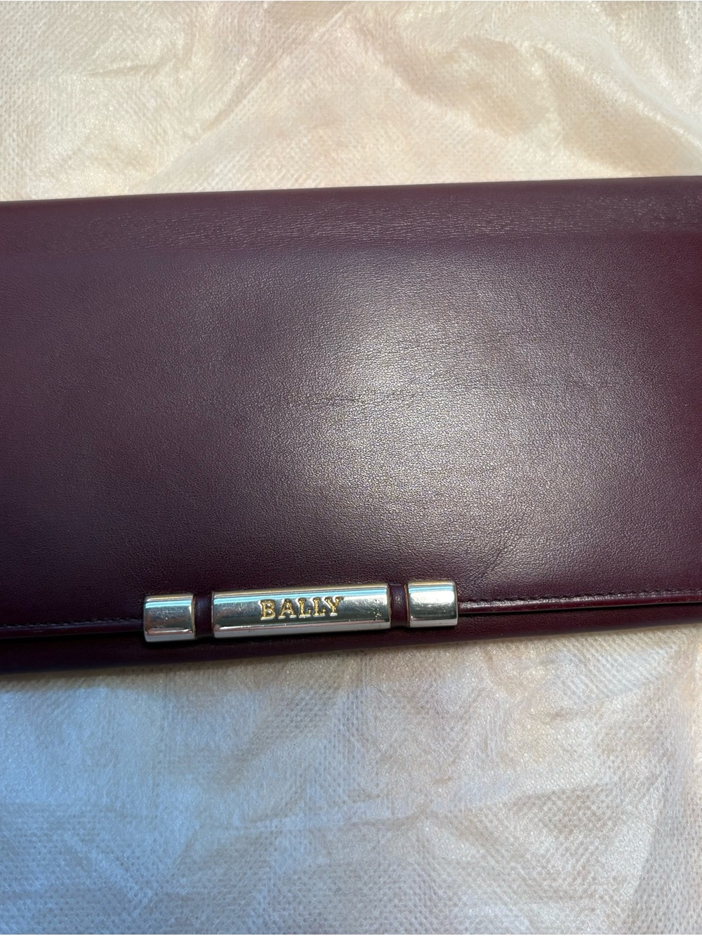 Bally Plum Leather Wallet with Silver-Tone Logo